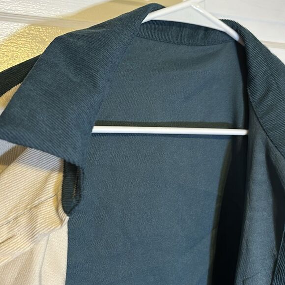 Blue and cream animal print patchwork style lightweight button down shirt XL/12 - Picture 4 of 6